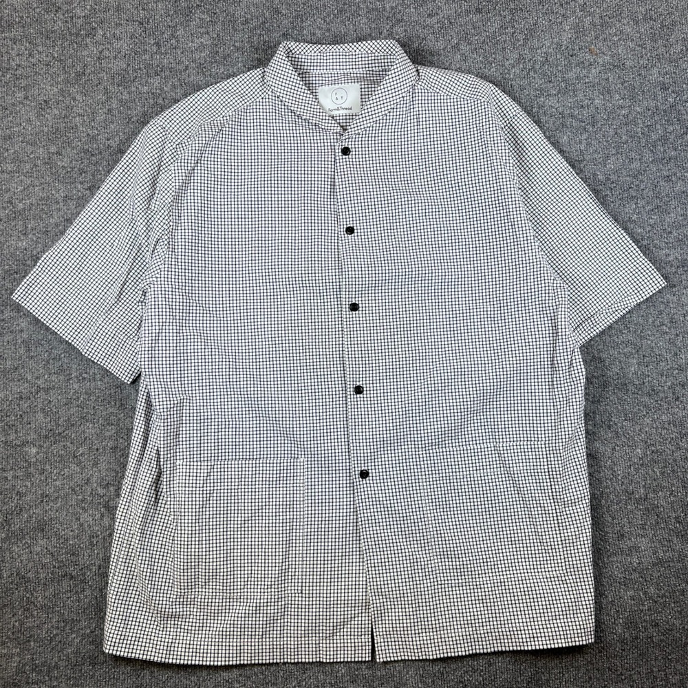 Form & Thread Shirt Mens 3XL White Blue Plaid Chore Overshirt Utility Button Up